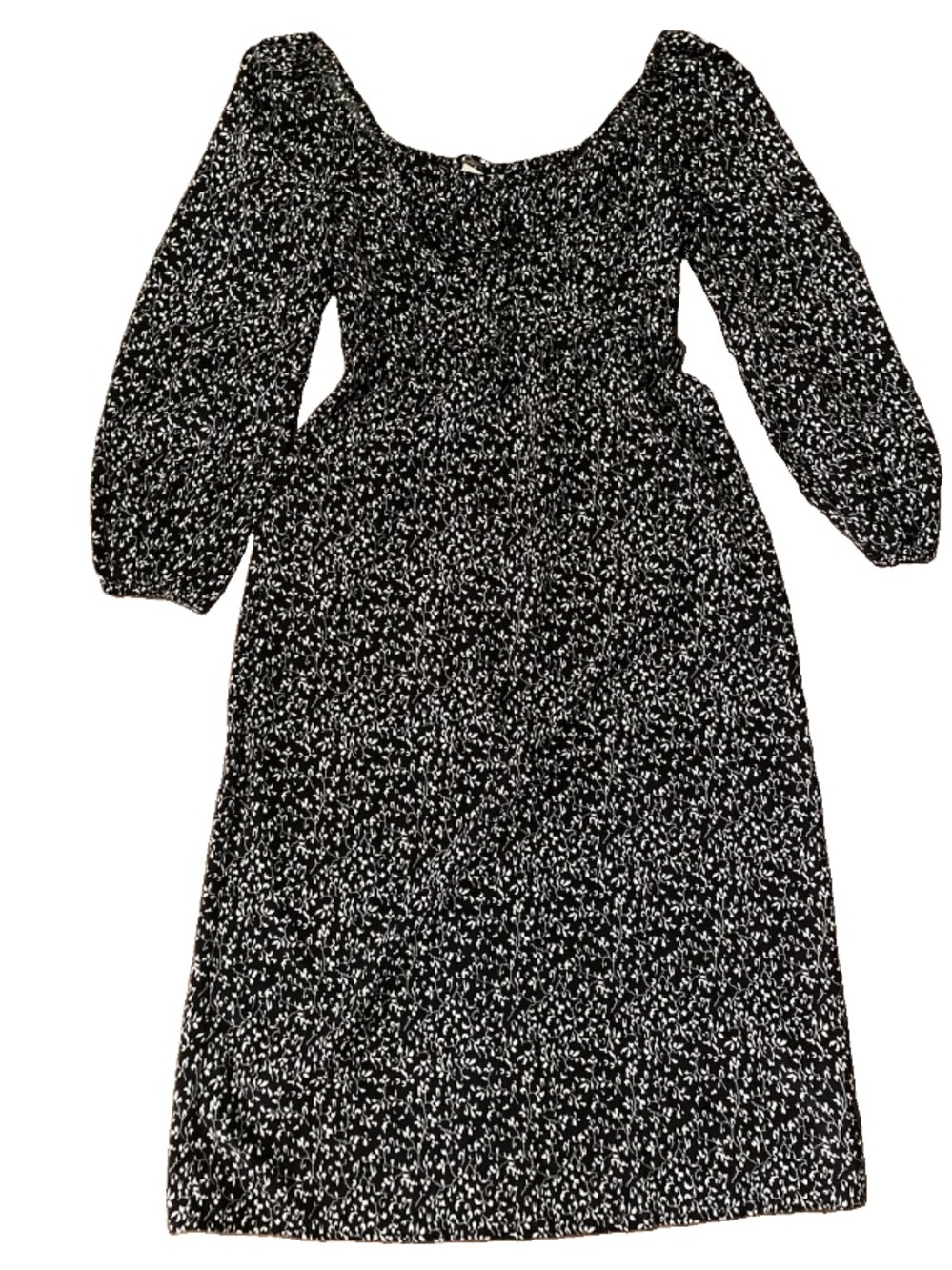 All in Favor Black and White Long Sleeve Midi milkmaid Dress